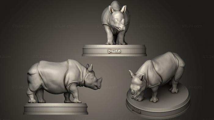 Статуэтки животных (Носорог, STKJ_1416) 3D модель для ЧПУ станка